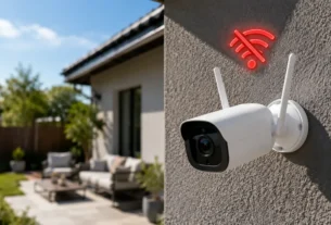 O que fazer quando a camera de seguranca externa desconecta do wi-fi e fica off-line na parede de casa