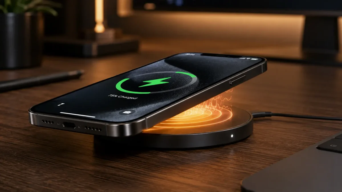 Carregador por Indução Estraga a Bateria do Celular? Mitos e Fatos 1 Descubra se o carregador por inducao estraga a bateria do celular em uma base de carregamento sem fio sobre a mesa